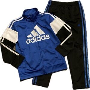 Adidas Royal Blue and Black Athletic Track Suit Set Youth Size 6